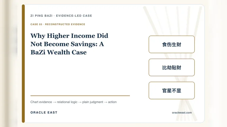 Why Higher Income Did Not Become Savings: A BaZi Wealth Case — reconstructed chart evidence and practical decision path