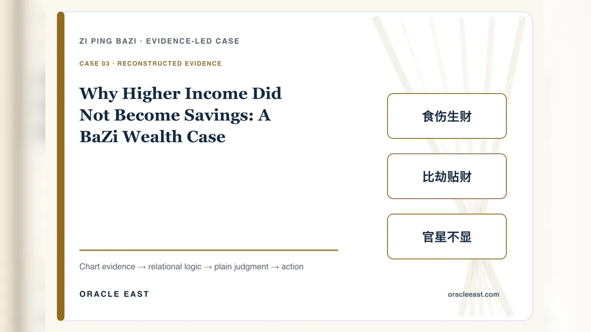 Why Higher Income Did Not Become Savings: A BaZi Wealth Case — reconstructed chart evidence and practical decision path