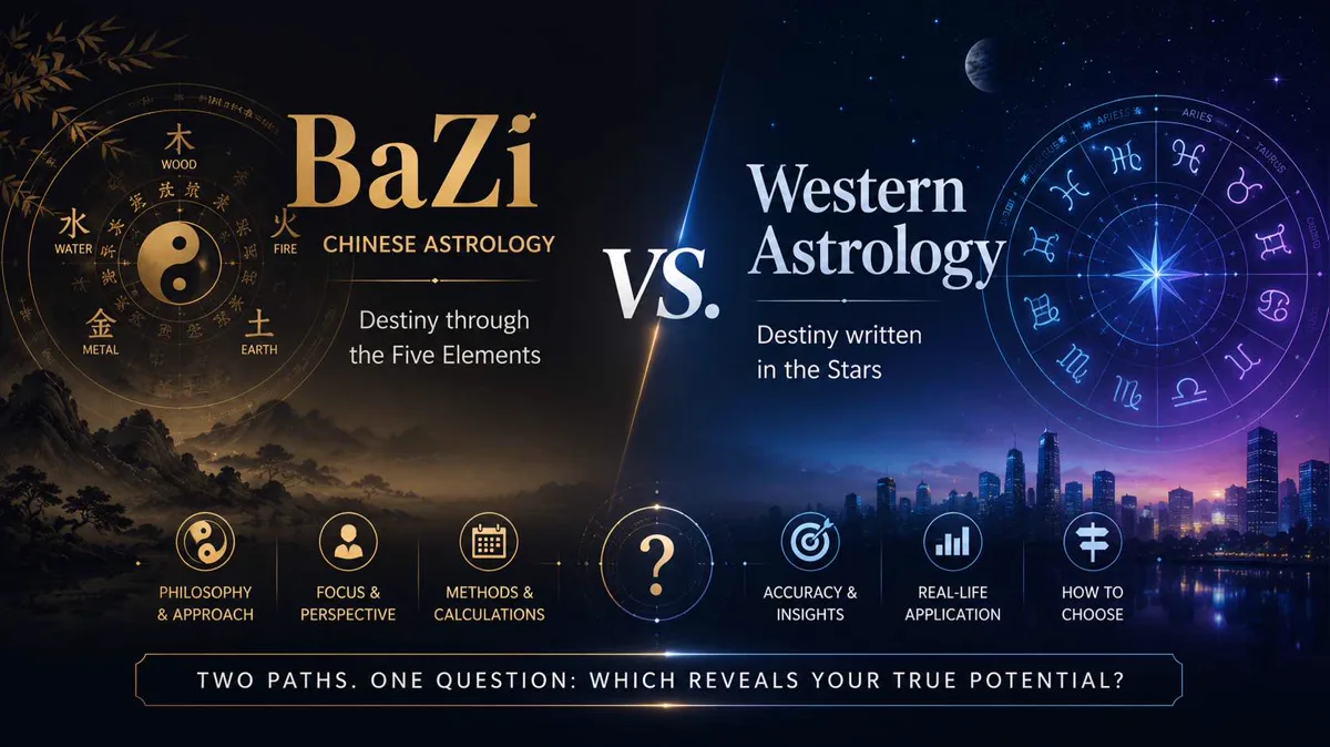 BaZi vs. Western Astrology: Which Is More Accurate? editorial illustration
