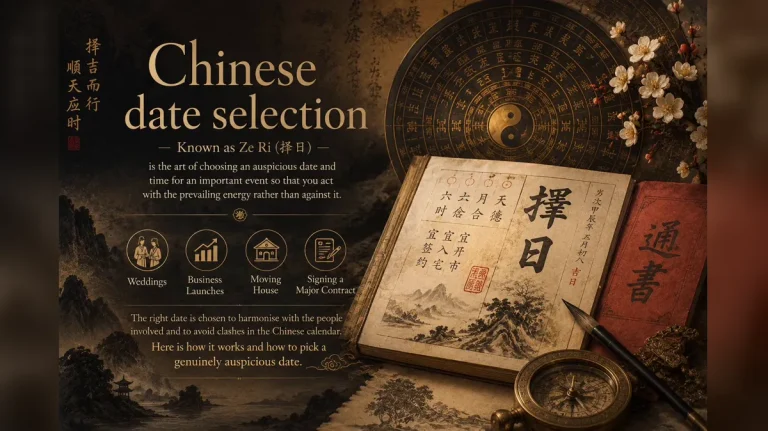 Chinese Date Selection (Ze Ri): How to Pick an Auspicious Wedding or Business Date editorial illustration